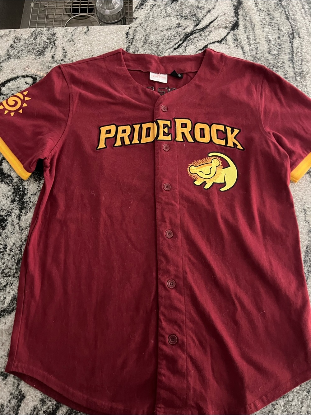Disney Pride Rock Button-Front Shirt in Maroon & Yellow